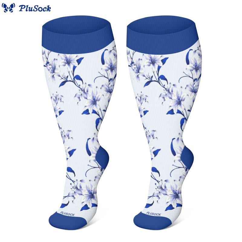 Plusock Plus Size Harmonious Flowers Compression Socks - image 4