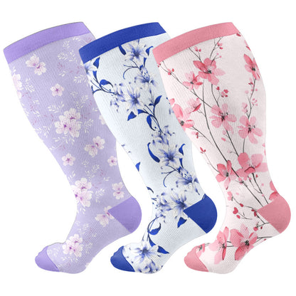 Plusock Plus Size Harmonious Flowers Compression Socks - image 1