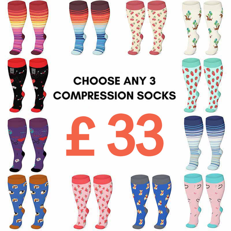 Plus Size Color Pattern Compression Socks - image 0