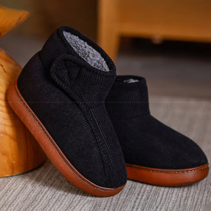 Plus Size Fleece Lined Velcro Slippers - Black - EU47-48(US11-12) - image 9