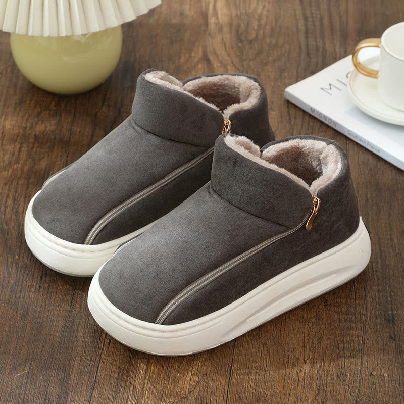 Plus Size Wide Zippper Slippers - Grey - EU42-43(US7-7.5) - image 10