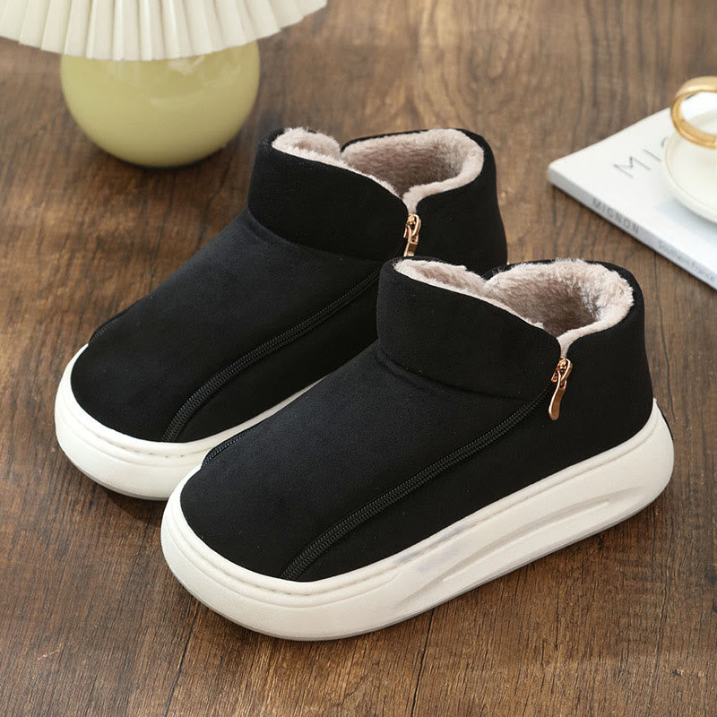 Plus Size Wide Zippper Slippers - Black - EU42-43(US7-7.5) - image 9