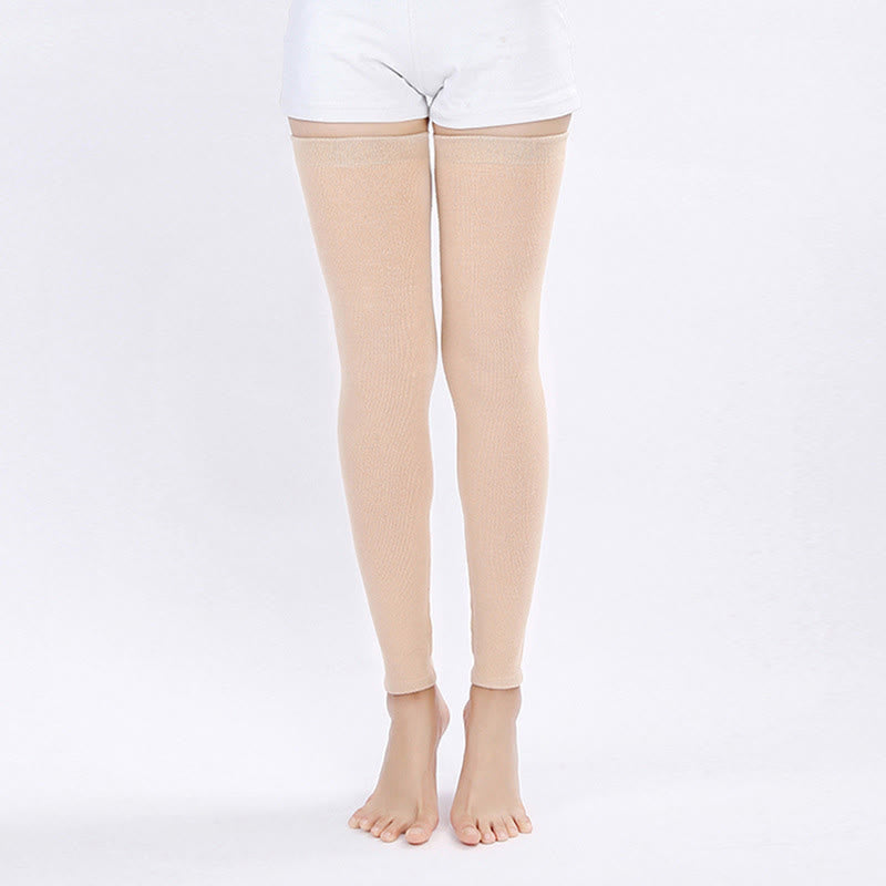 Plusock Solid Color Long Thigh Sleeves - Nude - XL - image 9