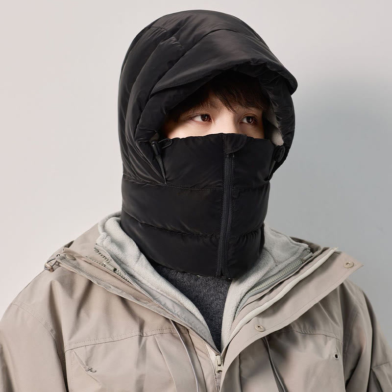 Winter Fleece Lined Hooded Scarf - Black - One Size - image 3