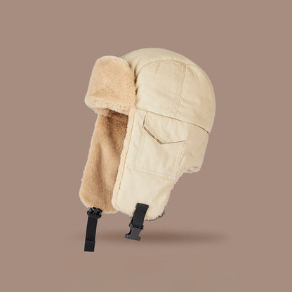 Warm Ear Protecting Hat - Khaki - One Size - image 1