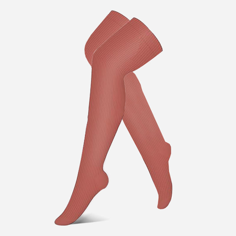 Pink Dots Series Thigh High Compression Socks(3 Pairs) - Wine - S/M - image 2