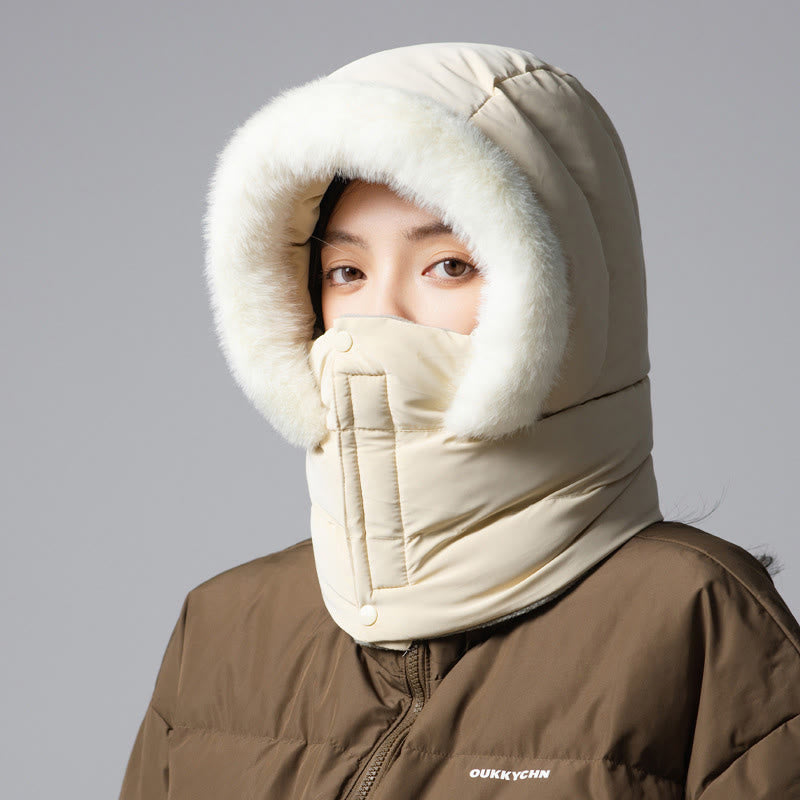 Solid Color Hooded Scarf - White - One Size - image 1