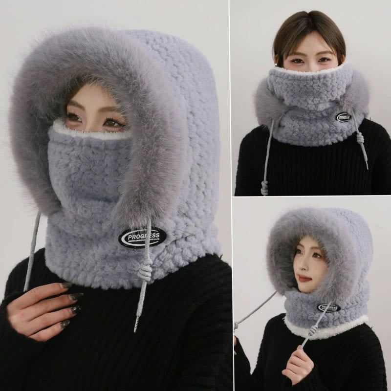 Full Coverage Winter Protection Hooded Scarf - Grey - One Size - image 3
