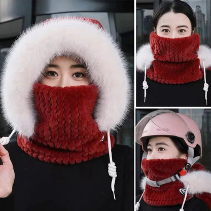 Full Coverage Winter Protection Hooded Scarf - Red - One Size - image 5