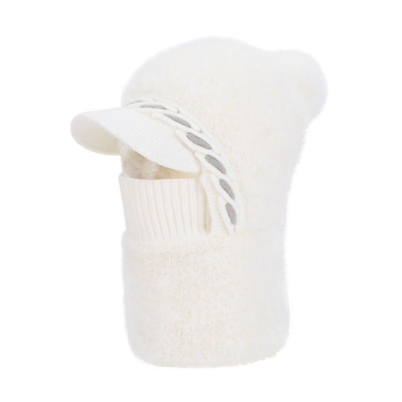 Warm Fleece Trapper Cap Hooded Scarf - White - One Size - image 12