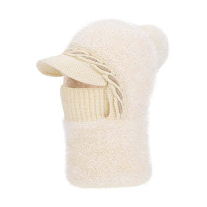 Warm Fleece Trapper Cap Hooded Scarf - Beige - One Size - image 14
