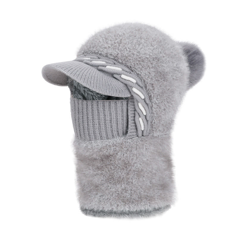 Warm Fleece Trapper Cap Hooded Scarf - Grey - One Size - image 16