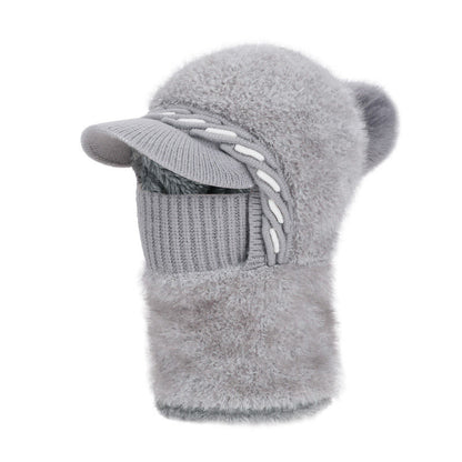 Warm Fleece Trapper Cap Hooded Scarf - Grey - One Size - image 16