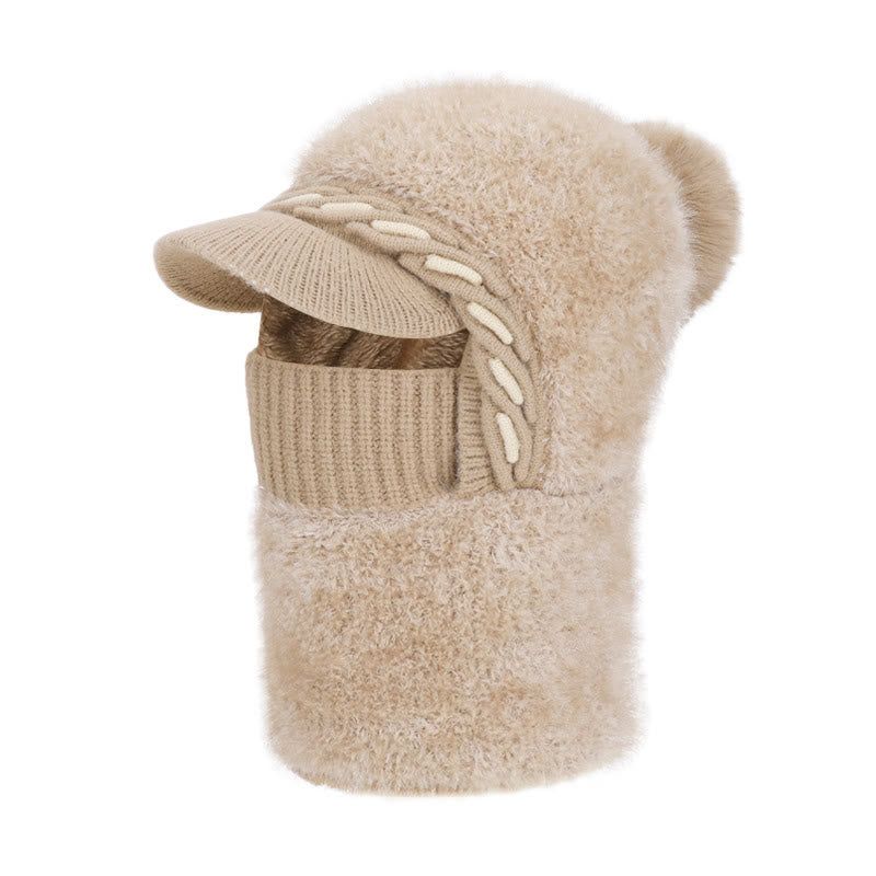 Warm Fleece Trapper Cap Hooded Scarf - Khaki - One Size - image 17