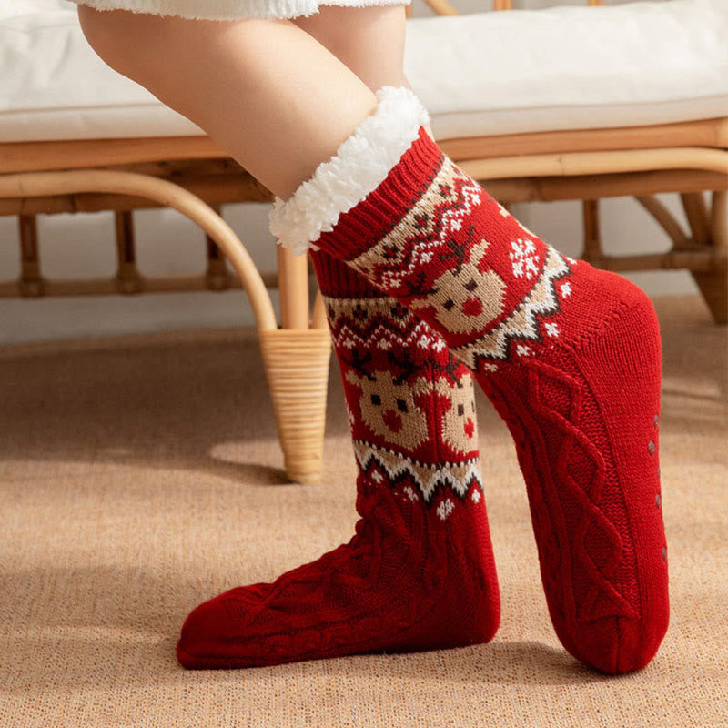 Plus Size Christmas Reindeer Santa Claus Slipper Socks - image 2