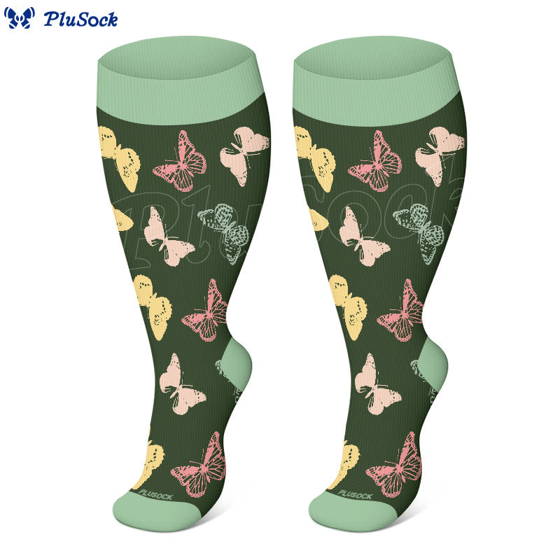 Plus Size Butterfly Rose Camellia Compression Socks(3 Pairs) - image 3