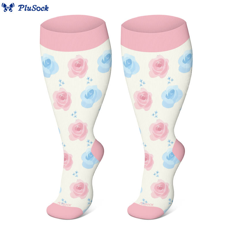Plus Size Butterfly Rose Camellia Compression Socks(3 Pairs) - image 2