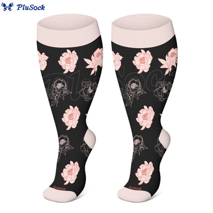 Plus Size Butterfly Rose Camellia Compression Socks(3 Pairs) - image 4