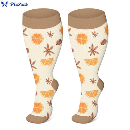 Plus Size Lemon Slices Apple Compression Socks(3 Pairs) - image 3