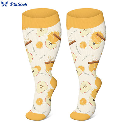 Plus Size Lemon Slices Apple Compression Socks(3 Pairs) - image 4