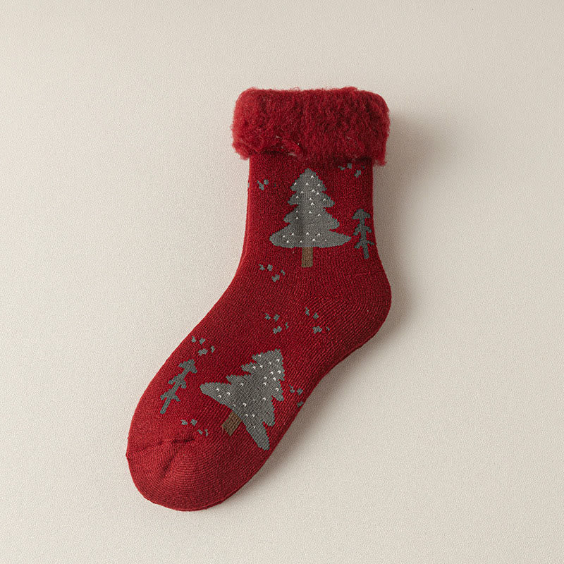 Reindeer Rabbit Thick Quarter Socks(3 Pairs) - Christmas Tree - EU36-40(US3-7) - image 7