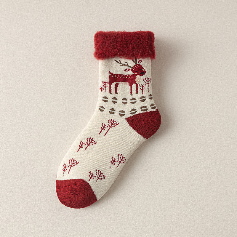 Reindeer Rabbit Thick Quarter Socks(3 Pairs) - Reindeer - EU36-40(US3-7) - image 11