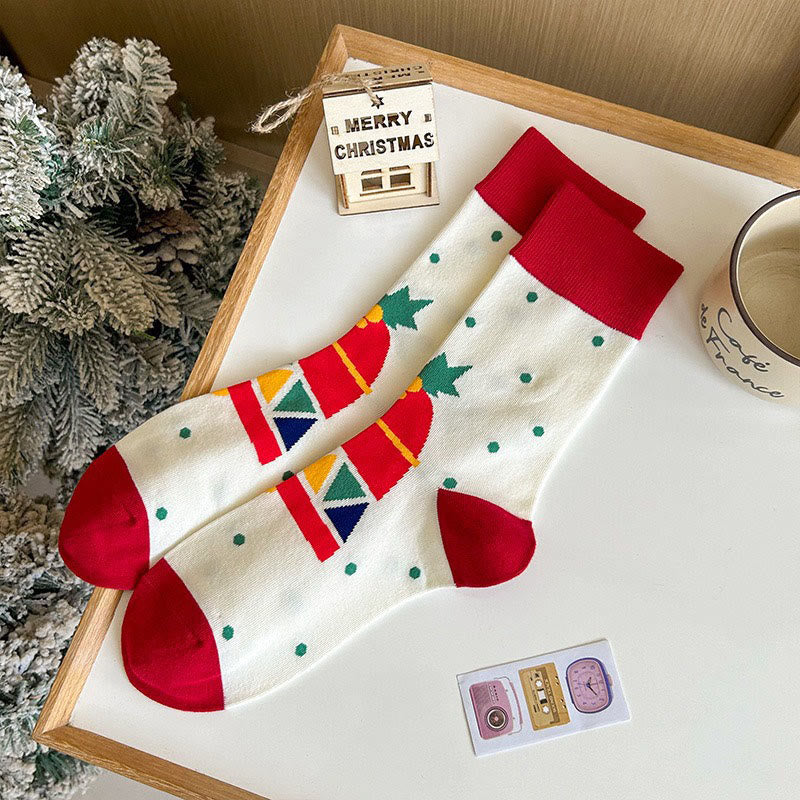 Red Christmas Quarter Socks(4 Pairs) - White - EU36-40(US3-7) - image 10