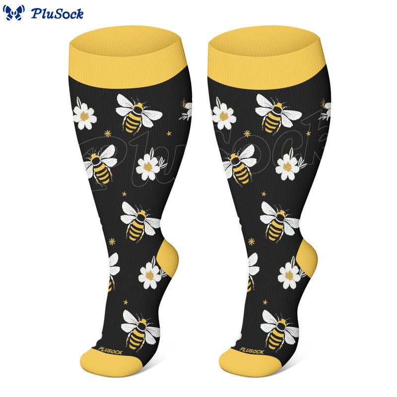 Plus Size Bees Butterflies Compression Socks(3 Pairs) - image 3