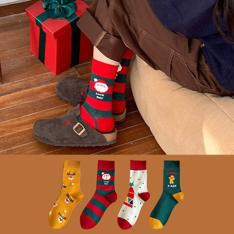 Red Christmas Quarter Socks(4 Pairs) - image 0
