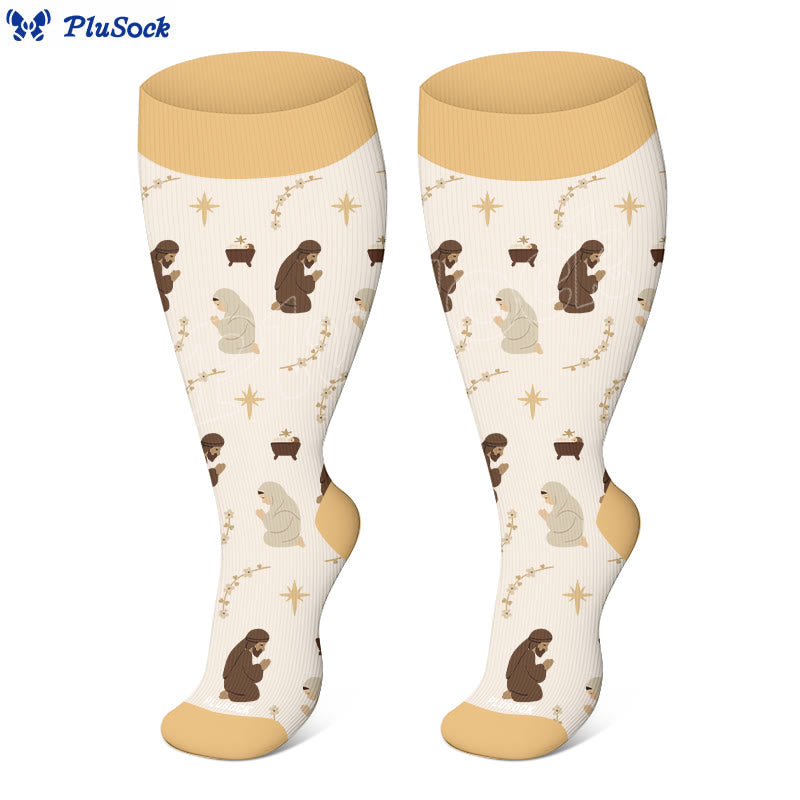 Plus Size Jesus Faith Inspired Compression Socks(3 Pairs) - image 2