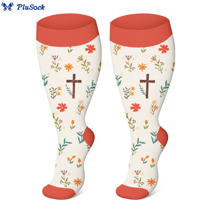 Plus Size Jesus Faith Inspired Compression Socks(3 Pairs) - image 3