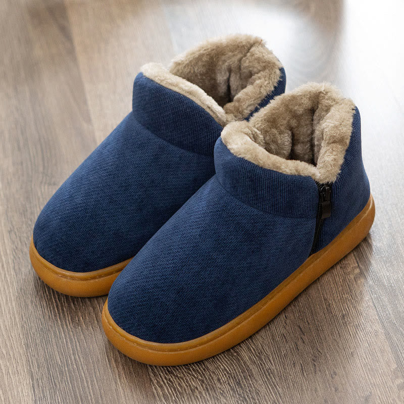 Plus Size Soft Zipper Slippers - Navy Blue - EU48-49(US12-12.5) - image 9