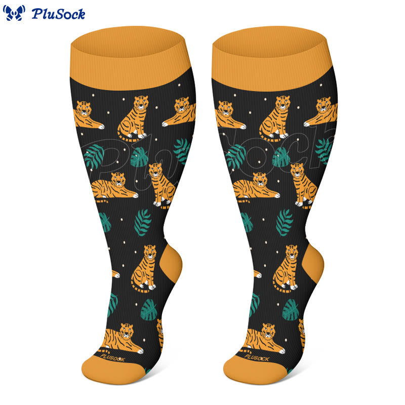 Plus Size Giraffe Tiger Lion Compression Socks(3 Pairs) - image 3
