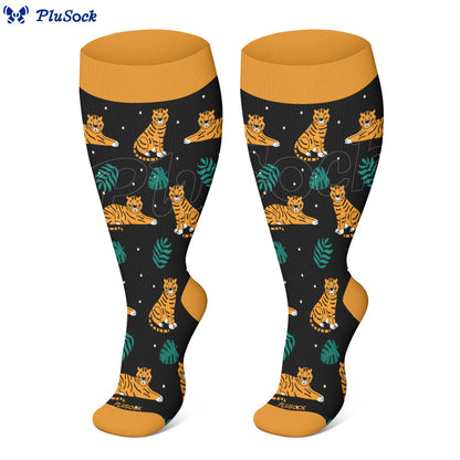 Plus Size Giraffe Tiger Lion Compression Socks(3 Pairs) - image 3