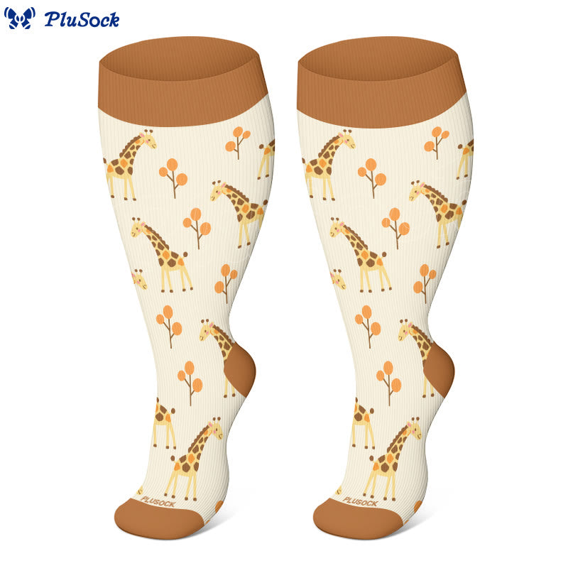 Plus Size Giraffe Tiger Lion Compression Socks(3 Pairs) - image 4