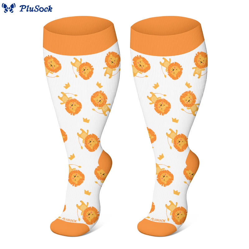 Plus Size Giraffe Tiger Lion Compression Socks(3 Pairs) - image 2