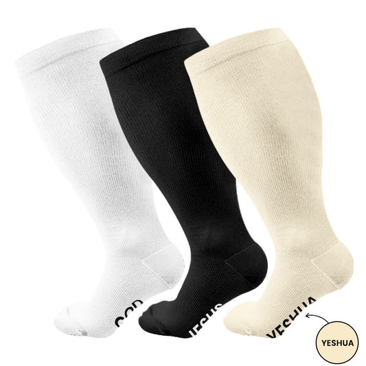 Plus Size Yeshua God Jesus Compression Socks(3 Pairs) - Multicolor - 4XL - image 0