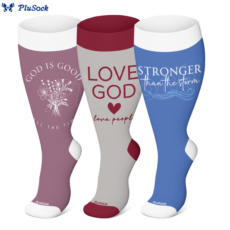 Plus Size Christian Faith Compression Socks(3 Pairs) - image 0