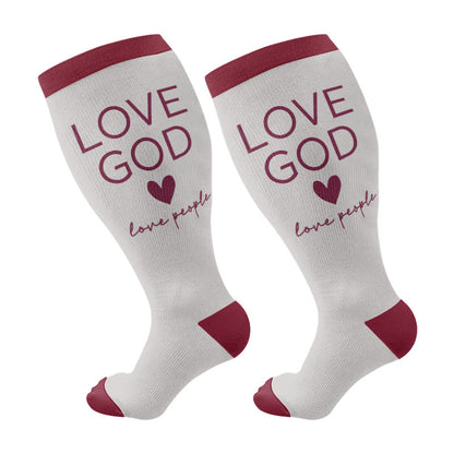 Plus Size Christian Faith Compression Socks(3 Pairs) - Grey(1 Pair) - 4XL - image 10
