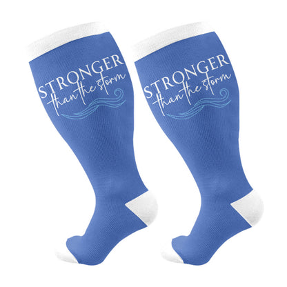 Plus Size Christian Faith Compression Socks(3 Pairs) - Blue(1 Pair) - 4XL - image 11