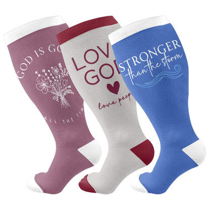 Plus Size Christian Faith Compression Socks(3 Pairs) - Multicolor - 4XL - image 5