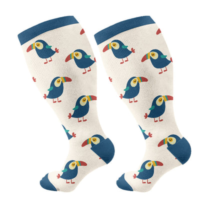 Plus Size Fox Mushroom Compression Socks(3 Pairs) - Blue(1 Pair) - 4XL - image 4