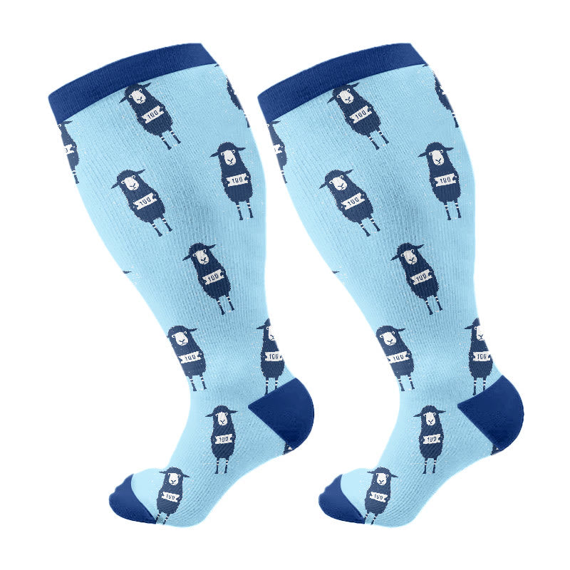 Plus Size Praise Jesus Compression Socks(3 Pairs) - Blue(1 Pair) - 4XL - image 3