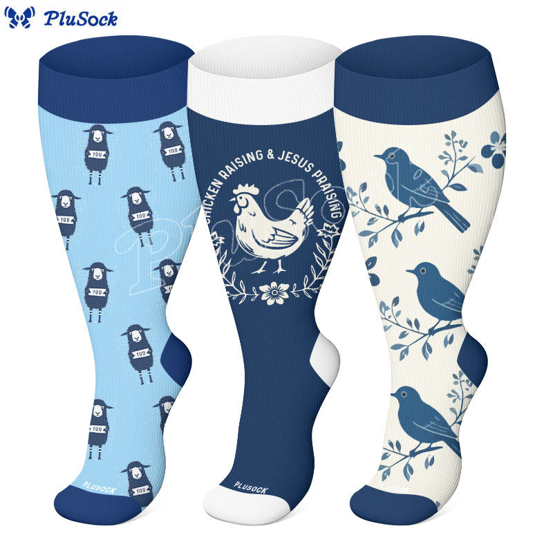 Plus Size Praise Jesus Compression Socks(3 Pairs) - image 0