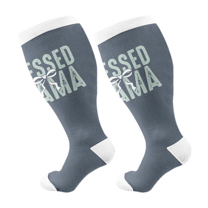 Plus Size Christian Mom Compression Socks(3 Pairs) - Grey(1 Pair) - 4XL - image 3