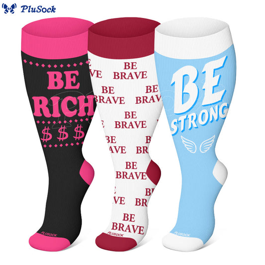 Plus Size Encouraging Words Compression Socks(3 Pairs) - image 0