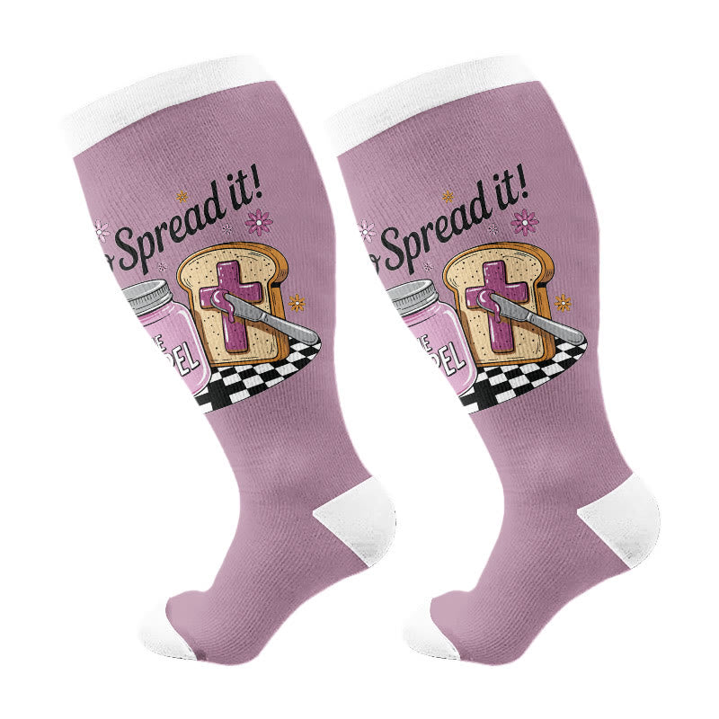 Plus Size Coffee Faith Compression Socks(3 Pairs) - Purple(1 Pair) - 4XL - image 5