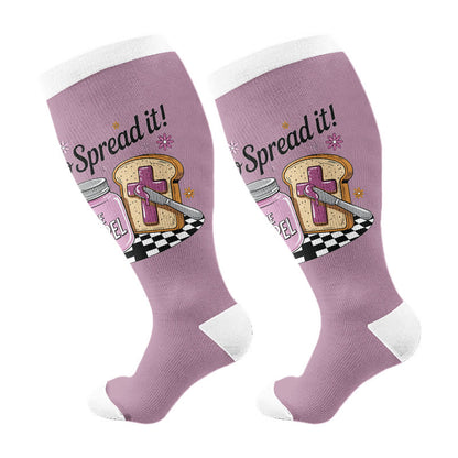 Plus Size Coffee Faith Compression Socks(3 Pairs) - Purple(1 Pair) - 4XL - image 5