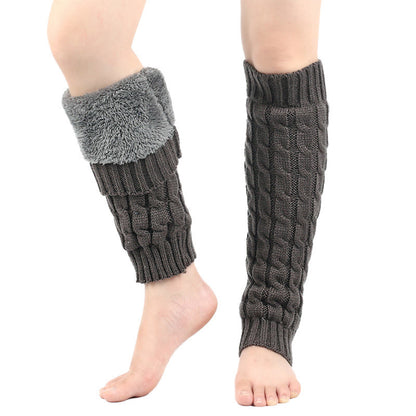Knitted Wool Cable Warm Thickened Leg Warmers - Dark Grey - One Size - image 7