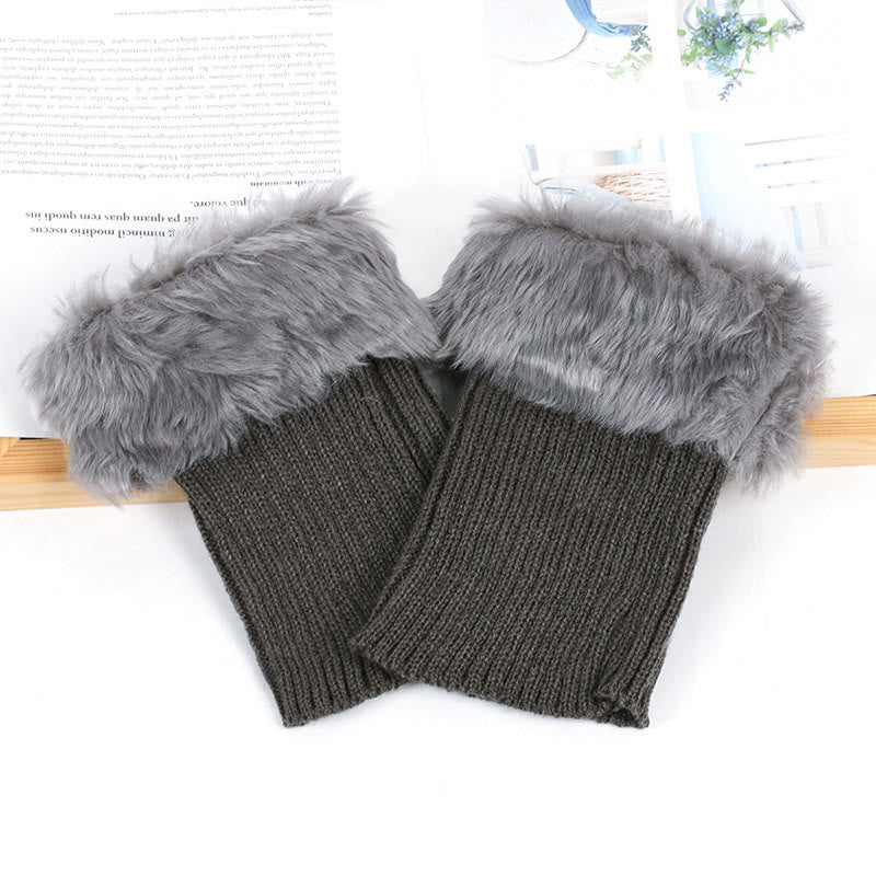 Knitted Fur Boot Cuffs Short Leg Warmers - image 13